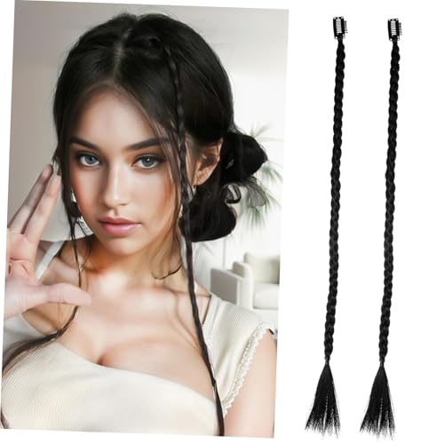 BATHVEVE 2stücke Clip Zopf Haarverlängerungen Lange Geflochtene Haarteile Mit Vorderseite Bang Für Frauen Und Mädchen von BATHVEVE