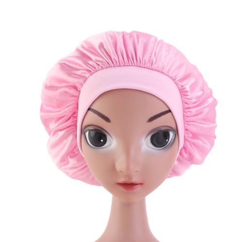 BATHVEVE 2stücke Junge Mädchen Schlafhaube Elastische Haarschutzmütze Für Mädchen Mit Breitem Rand Haaraccessoires Für Zuhause Und Reisen Rosa von BATHVEVE