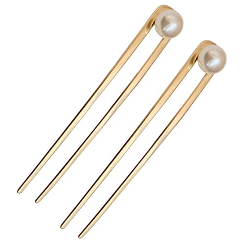 BATHVEVE 2stücke Haargabel Aus Metall Und Perlen Haarpin Für Frauen Einfaches Design Hochwertiges Legierungsmaterial Haarschmuck Für Alltag Und Anlässe von BATHVEVE