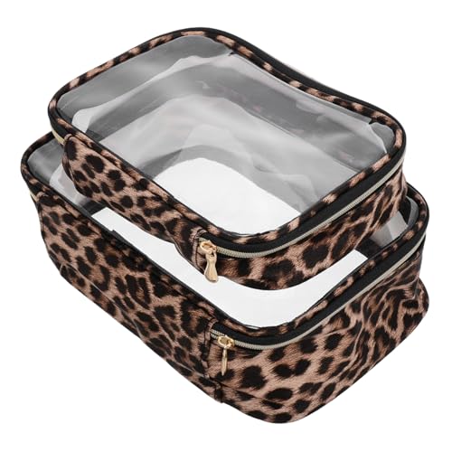 BATHVEVE 2stücke wasserdichte Leopard Druck Kosmetiktasche Große Reise Waschbeutel Für Damen Transparentes Toiletten Organizer Für Camping Und Reisen von BATHVEVE