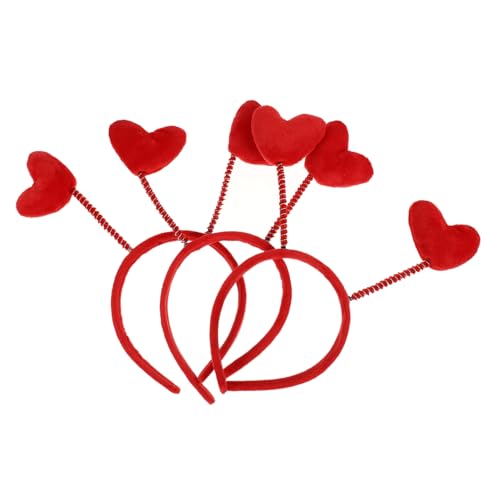 BATHVEVE 3 Stück Herz Haarreifen Für Mädchen Rote Haarbänder Mit Liebevollen Herzen Atmungsaktives Material Einheitsgröße Für Partys Und Alltag von BATHVEVE