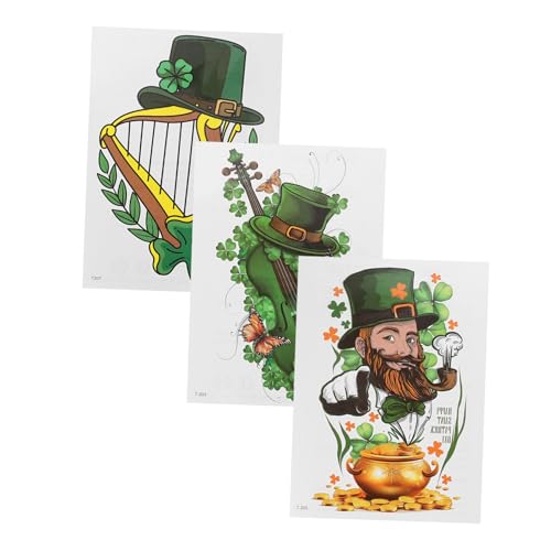 BATHVEVE 3stücke Irische Kleeblatt-aufkleber Temporäre Körperkunst Für Patrick's Day Party-dekorationen Und Für Feiern Einfach Anzuwenden Und Hautfreundlich von BATHVEVE