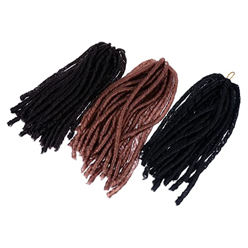 BATHVEVE 3 Stück Perücke schmutzige Zöpfe flechten häkeln lockige Spitzenperücke Fälschung leimlos vordere Perücken afrikanische Dreadlocks Haushalts garn (Polyester faser) von BATHVEVE