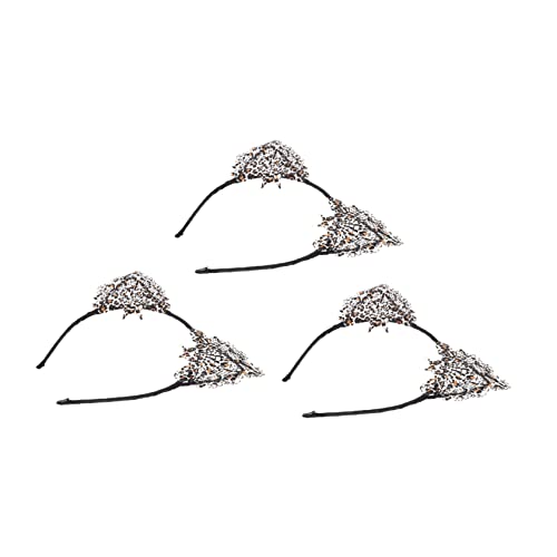 BATHVEVE 3 Stück Teiliges Spitzen Katzenohren Stirnband Damen Haarreifen Party Kopfschmuck Cosplay Accessoire für Alltag und Kostümfest von BATHVEVE