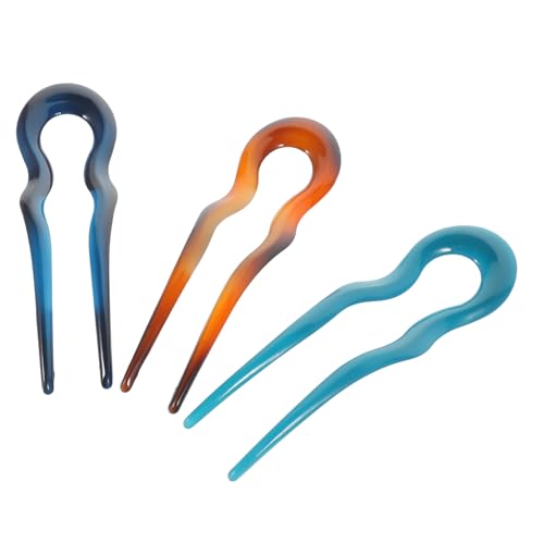 BATHVEVE 3 Stück Teiliges U Förmiges Vintage Haarnadel für Damen Robuste Haargabeln in Orange Himmelblau und Glatte Oberfläche Vielseitig für Dutt und Dickes Haar Leicht und Angenehm zu von BATHVEVE
