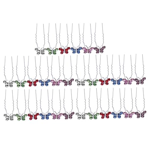 BATHVEVE 30 Stück Essstäbchen für Haare aqua tint aqua kem blue für freundinnen Haarnadeln mit Strasssteinen Rot haarschmuck Braut Haarnadel Strass-Haarnadel Frauen Haarnadel von BATHVEVE