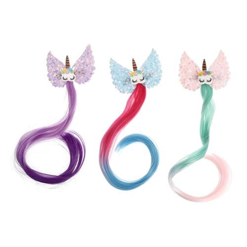 BATHVEVE 3st Haarnadel Rote Haarverlängerungen Haarspangen Verlängerungen Schleife Haarspange Grüne Haarverlängerungen Mädchen Haarschleifen Sprossenclips Haarklammern Kunstfaser von BATHVEVE