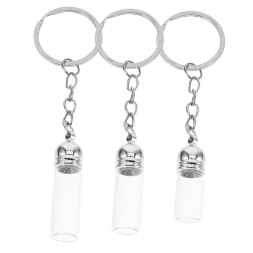 BATHVEVE 3stücke Glasflasche Schlüsselanhänger Transparente Fläschchen Mit Schlüsselring Für Ätherische Öle Und Kleine Objekte Kleine Mittlere Und Große Varianten Mit Silbernem von BATHVEVE
