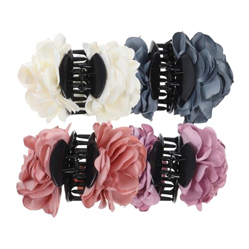 BATHVEVE 4 Stück Damen Haarklammern mit Blumen Rosen Design Große Haarspangen Robust und für Hochzeiten Partys und Festivals Gemischte Farben von BATHVEVE