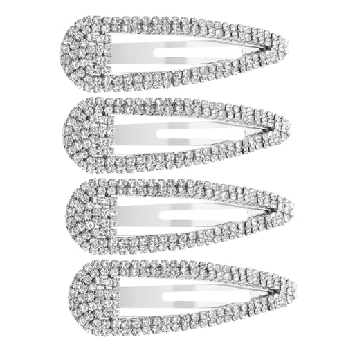 BATHVEVE 4 Stück Kleine Haarklammern mit Funkelnden Strasssteinen Robuste Metall haarspangen für Mädchen Einfache Anwendung Dekorative Styling clips Langlebig und Formbeständig von BATHVEVE