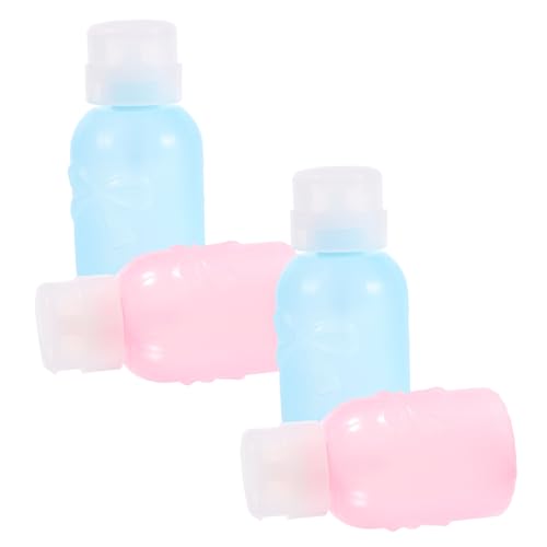 BATHVEVE 4 Stück Nagellackentferner Pumpflaschen Tragbare Spender für Make Up Entferner Flüssigkeitsbehälter für Reisen und Tägliche Nutzung Pinke Druckflaschen für Nagelpflege von BATHVEVE
