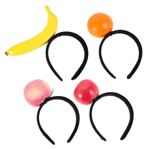 BATHVEVE 4stücke Oranges Stirnband Für Tropische Partys Mit Frucht-motiven Apfel Banane Pfirsich Kostümzubehör Für Mottopartys Leichtgewichtig Und Langlebig von BATHVEVE