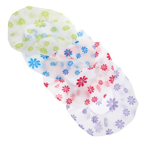 BATHVEVE 4 Stück Teiliges Duschhaube Damen Wiederverwendbare Badekappen mit Punktemuster für Langes und Kurzes Haar und Atmungsaktiv für Dusche Haarfärbung und Kochen von BATHVEVE