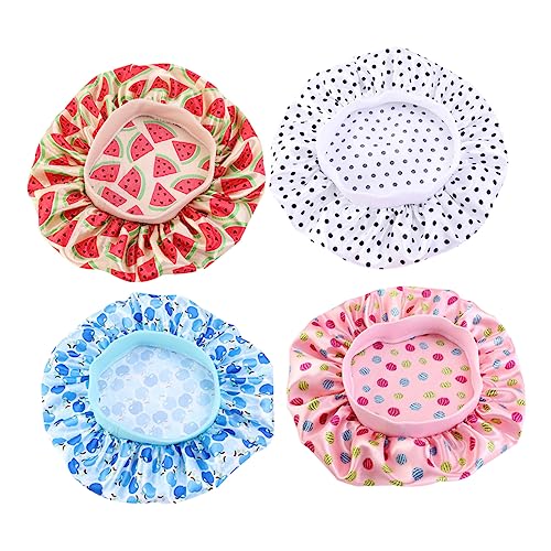 BATHVEVE 4stücke Junge Mädchen Bademütze Aus Satin Mit Gummizug Kinderschlafmütze Zart Schlafmütze Für Junge Mädchen Haarschutz Geeignet Für Zuhause Und Reisen von BATHVEVE