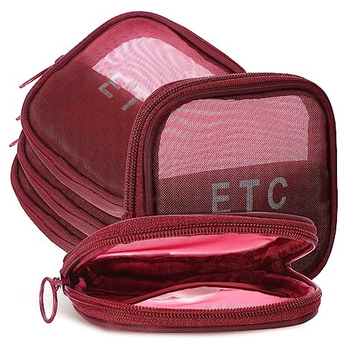 BATHVEVE 5 Stück Netz Kosmetiktasche Tragbare Reise Make up Taschen Leichte Kulturbeutel Für Damen Durchsichtige Organizer Für Kosmetik Und Toilettenartikel Für Reisen Und von BATHVEVE