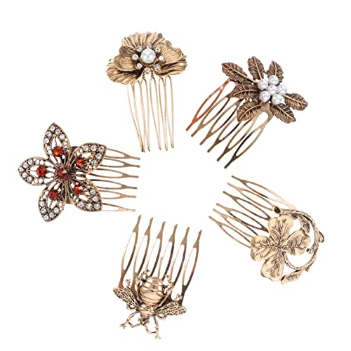 BATHVEVE Retro Haarschmuck Clip 5 Stücke Schicke Perlen Haarnadel für Mädchen Hochzeitsaccessoire Vintage Haarkamm von BATHVEVE