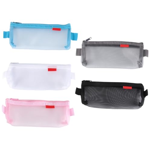 BATHVEVE Transparente Stifttasche 5 Stück Federmäppchen Für Studenten Kompakt Und Tragbar Robustes Netzgewebe Für Schule Und Büro von BATHVEVE