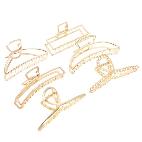 BATHVEVE 6 Stück Perlen-haarspangen-set Haarschmuck Pferdeschwanz-clip Mädchen Haarspange Vielseitige Haarnadel Kopfschmuckzubehör Kopfschmuck Aus Metall Haarklaue Golden Legierung von BATHVEVE