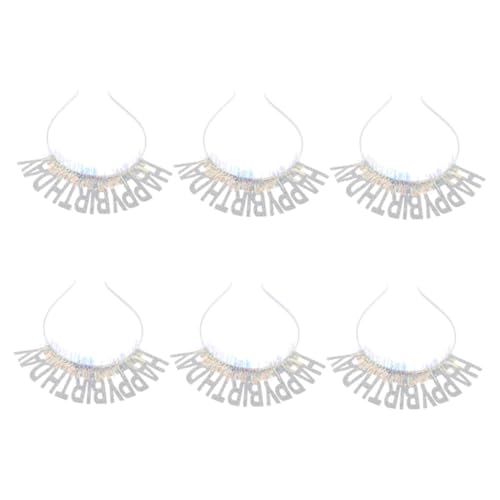 BATHVEVE 6 Stück Teiliges Geburtstagsstirnband mit Glitzer Tinsel für und Mädchen Festliches Haaraccessoire für Partys und Feiern Leicht und Wiederverwendbar Design Weiß von BATHVEVE