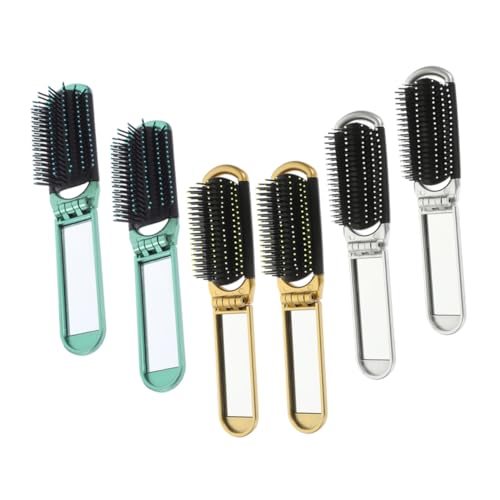 BATHVEVE 6stücke Faltbare Haarbürste Klappbar Reisehaarbürste Mini-entwirrungsbürste Mit Spiegel Kompakt Haarkamm Stylingbürste Für Frauen von BATHVEVE