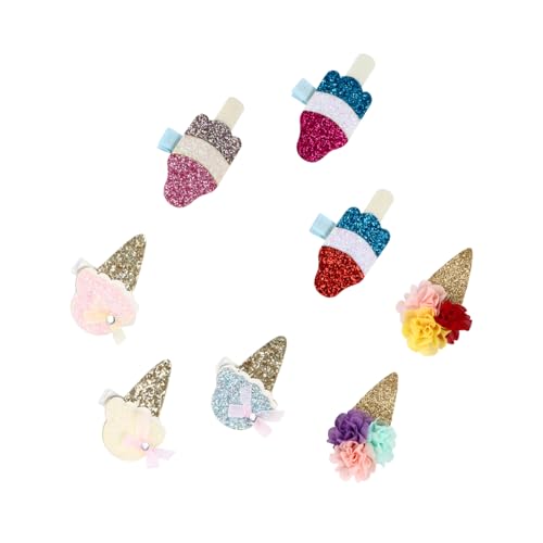 BATHVEVE 8 Stück Eiscreme Haarspangen Funkelnde Haarklammern für Mädchen für Partys Hochzeiten und Feiern Bequem und Kreativ Buntes Haarschmuck von BATHVEVE