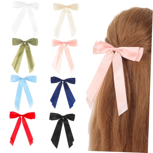 BATHVEVE 8stücke Lange Schleifen Für Mädchen Und Frauen Haarspangen Aus Polyester Mit Krokodilklemmen Vielseitige Haaraccessoires Für Jeden Anlass von BATHVEVE