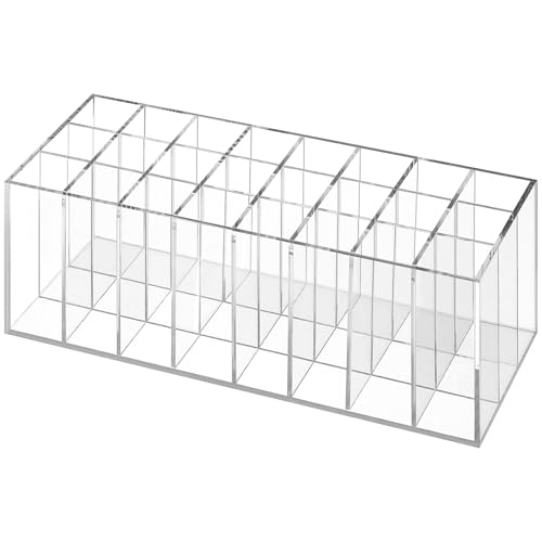 BATHVEVE Schminktisch Aufbewahrungsregal 24 Fächer Lippenstifthalter Transparent für Kosmetik Desktop Organizer mit Stabiler Konstruktion von BATHVEVE