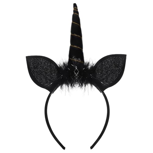 BATHVEVE Einhorn-haarreifen Schwarz Für Junge Mädchen Party Hochwertig Verarbeitet Kopfschmuck Fest Sitzendes Cosplay-accessoire von BATHVEVE