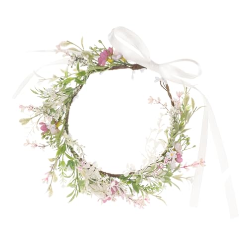 BATHVEVE Faux Wreath Headband mit Verstellbarem Band Leichtes Blumenstirnband mit Künstlichen Blüten und Blättern Floraler Haarschmuck für Frauen Braut und Festliche Anlässe Elegant und von BATHVEVE