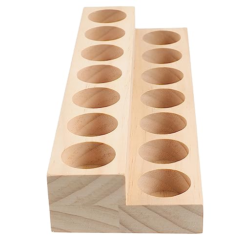 BATHVEVE Flaschenregal für Ätherische Öle Zweilagiger Holz Organizer Stabiler Halter für Parfümflaschen 14 Fächer für Zuhause und Massagesalon von BATHVEVE