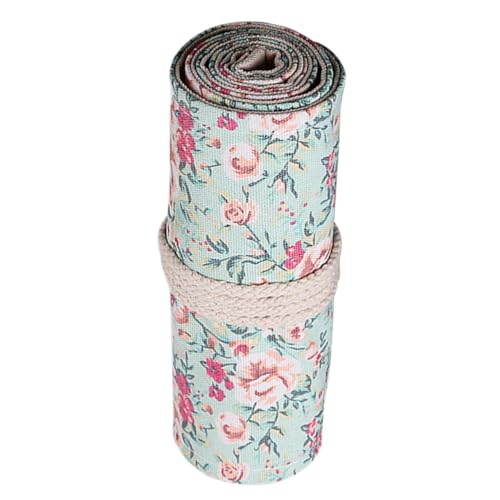 BATHVEVE Großes Handgefertigtes Federmäppchen mit Floralem Design Canvas Stifterolle mit Fächern Rollbarer Stiftehalter Langlebiger Federtasche für Schüler und Künstler Praktischer von BATHVEVE