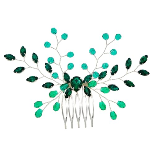 BATHVEVE Grüner Haarkamm mit Strasssteinen Langlebiger Brautschmuck Leichter Haarkamm für Hochzeit und Festliche Anlässe Vielseitiges Grünes Haaraccessoire für Damen von BATHVEVE