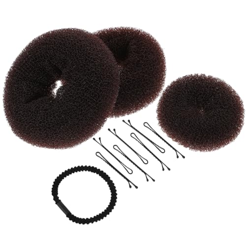 BATHVEVE Haar Donut Dutt Kissen Set in Braun Teiliges Haarbun Tool mit Haarband und Haarnadel für Frisuren zu Hause für Partys und Alltagslooks von BATHVEVE
