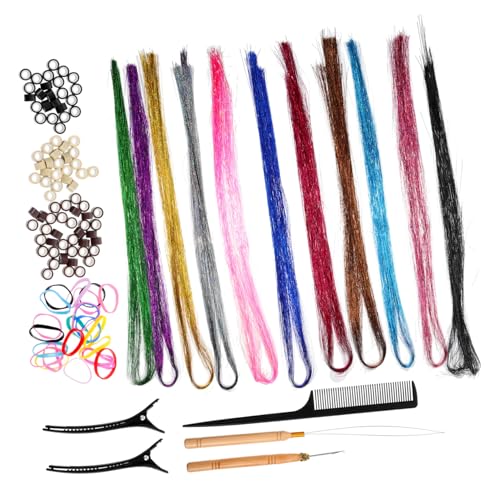 BATHVEVE Haar Lametta Kit Glitzernde Haarsträhnen Haarverlängerung Für Damen Mädchen Leichte Haar Accessoires Für Diy Frisuren Styling von BATHVEVE