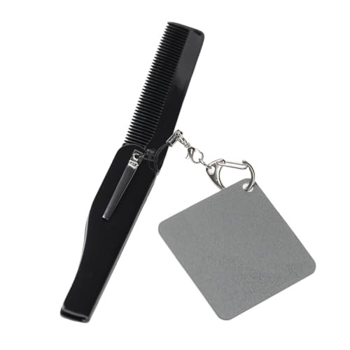 BATHVEVE Klappkamm Für Männer Faltbarer Taschenkamm Reise-klappkamm Bartkamm Mit Feinen Zähnen Leicht Und Tragbar Mit Schlüsselanhänger-design Und Quadratischem Spiegel von BATHVEVE