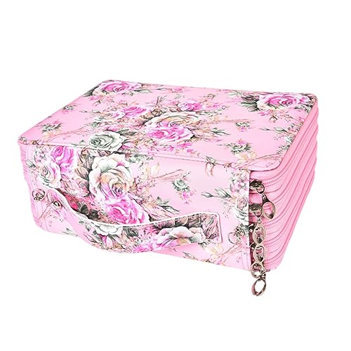 BATHVEVE Kunstspeicherbeutel reißverschlüsse spannverschluss Slots Stiftetasche Stiftetui für Malstifte stifttaschenlampe kalemlik Federmäppchen zeichnen Multilayer Bleistift Polyester Rosa von BATHVEVE