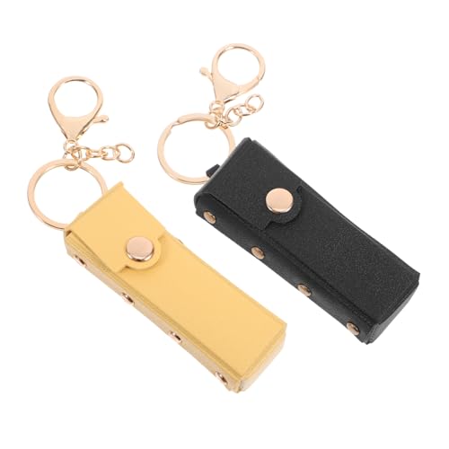 BATHVEVE Lippenstift Schlüsselanhänger Halter 2 Stück Pu Kunstleder Tragbar Für Mädchen Reise Zubehör Lippenbalsam Organizer von BATHVEVE