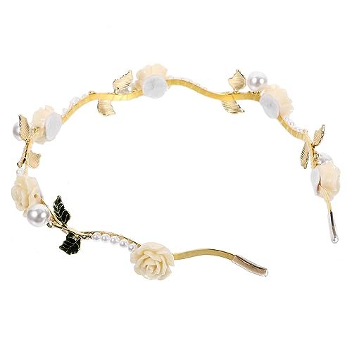 BATHVEVE Blumen Stirnband Für Damen Mit Kunstperlen Und Blumendekor Blumenkopfschmuck Für Hochzeit Und Party Haarband Als Foto-requisite von BATHVEVE