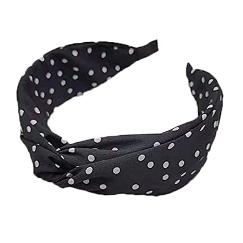 BATHVEVE Stoff-stirnband Für Damen Breitkrempiges Haarband Mit Punkten Rutschfeste Haarbänder Aus Zarter Material Für Frauen Und Mädchen Schwarz von BATHVEVE