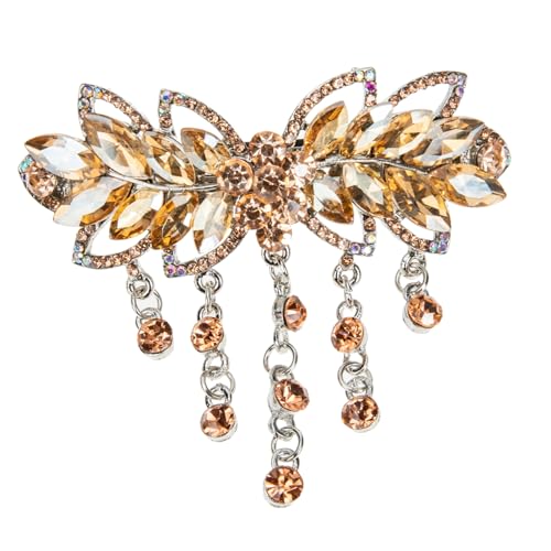 BATHVEVE Tassel Haarklammer Aus Kristall Mit Rüschen Elegante Haarspange Für Besondere Anlässe Und Alltag Modisches Haaraccessoire Für Damen Und Champagnerfarbe von BATHVEVE