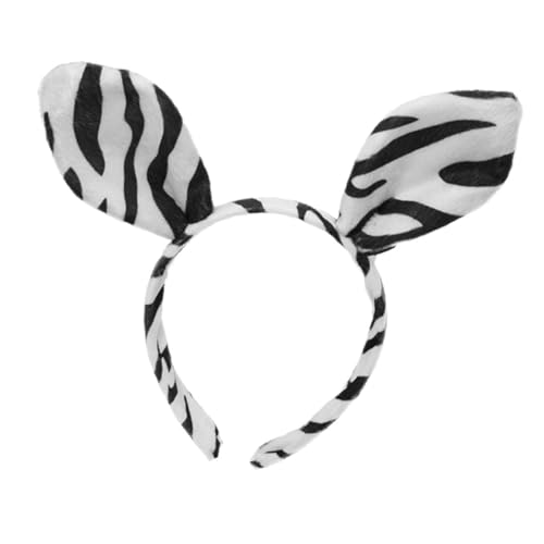 BATHVEVE Zebra Stirnband Mit Ohren Tierkostüm Zubehör Für Halloween Cosplay Bequemer Plüsch Und Kunststoff Für Maskeraden Und Partys von BATHVEVE