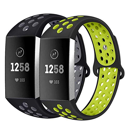 BATINY Bands Compatible with Fitbit Charge 4 / Charge 3 / Charge 3 SE Bands for Men Women X-Large Silicone Replacement Straps Double Layer Hybrid Sports Band von BATINY