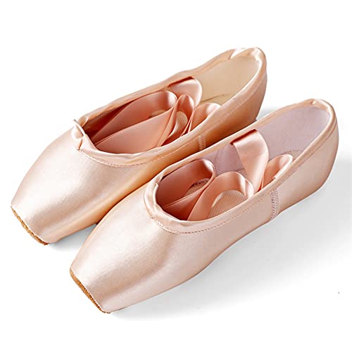 Ballett Hausschuhe Ballettschuhe Kinder und Erwachsene Ballett Spitzentanzschuhe Profi mit Bändern Schuhe Frau (Pink 43) von BATLAM