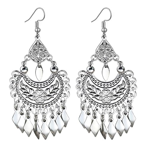 BAUCH Boho Ohrringe 1 Paar Retro - Ethno - Stil Silber - Ohrringe (Modische Accessoires, für Alltag und Partys) von BAUCH