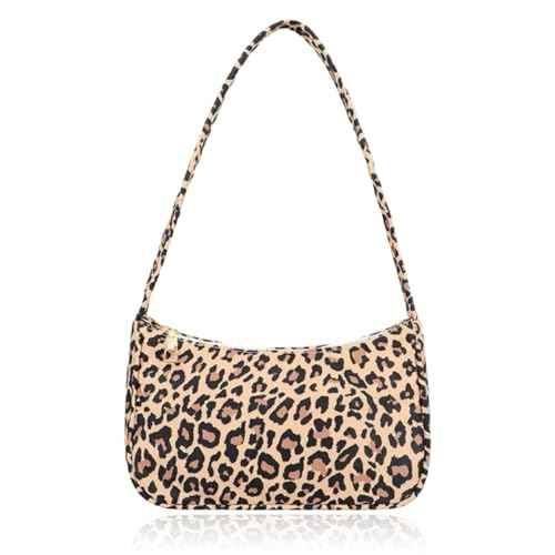 BAUIOREAD Leopardenmuster Schultertasche Gepard Print Hobo Handtasche Damen Leder Vintage Clutch Handtasche Geldbörse, leopardenmuster, S von BAUIOREAD