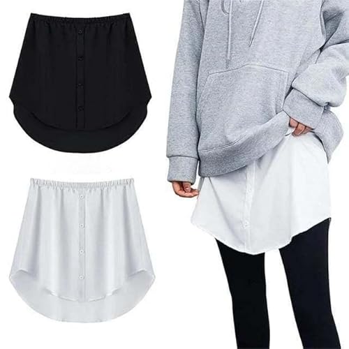 BAULATY Damen Mini Unterrock Lower Skirt Sweep Hemd Verlängerung Rock mit Knöpfen Hemdverlängerung Layering Top Unterer von BAULATY