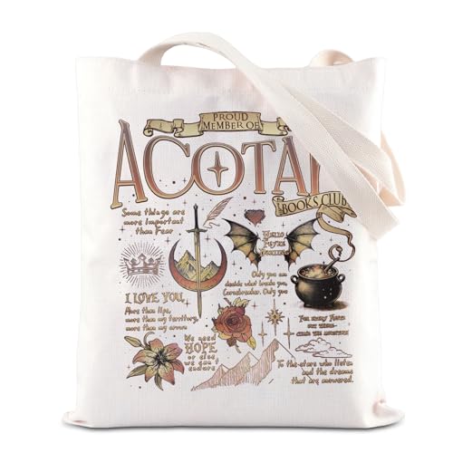 Acotar Merchandise Inspired Tote Bag SJM Merch Book Club Gift Velaris Gift Night Court Gift Fantasy Reader Fans Shoulder Bag, Acotar Tragetasche, 35*40cm von BAUNA