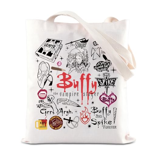 BAUNA BTVS Merchandise inspirierte Tragetasche Buffy the Vampire Slayer Schultertasche 90er Jahre TV-Show-Geschenk Buffy Vampir Charakter Geschenk für Fans, Buffy Tragetasche, 32*37CM von BAUNA