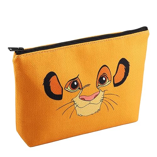 BAUNA Kosmetiktasche mit Löwen-Motiv, Cartoon-Löwen-Film, Simba-Gesicht, Löwengesicht, Make-up-Tasche mit Reißverschluss, Gelb, Unisex-Kinder und Erwachsene von BAUNA