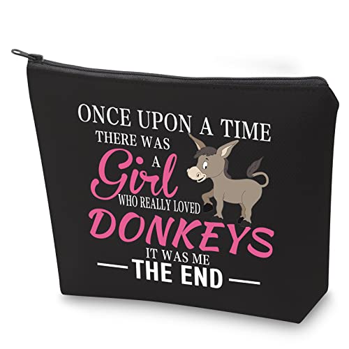 BAUNA Lustige Esel-Liebhaber-Geschenk "There was A Girl Who Really Loved Donkeys Neuheit Esel-Themed Zipper Pouch Make-up-Tasche, Bl Einmal Esel von BAUNA